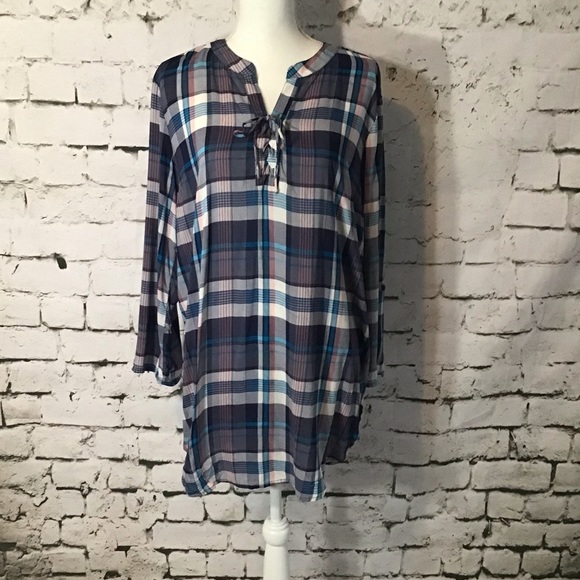 new directions Tops - ❤️ New Directions Plaid Blouse Size L